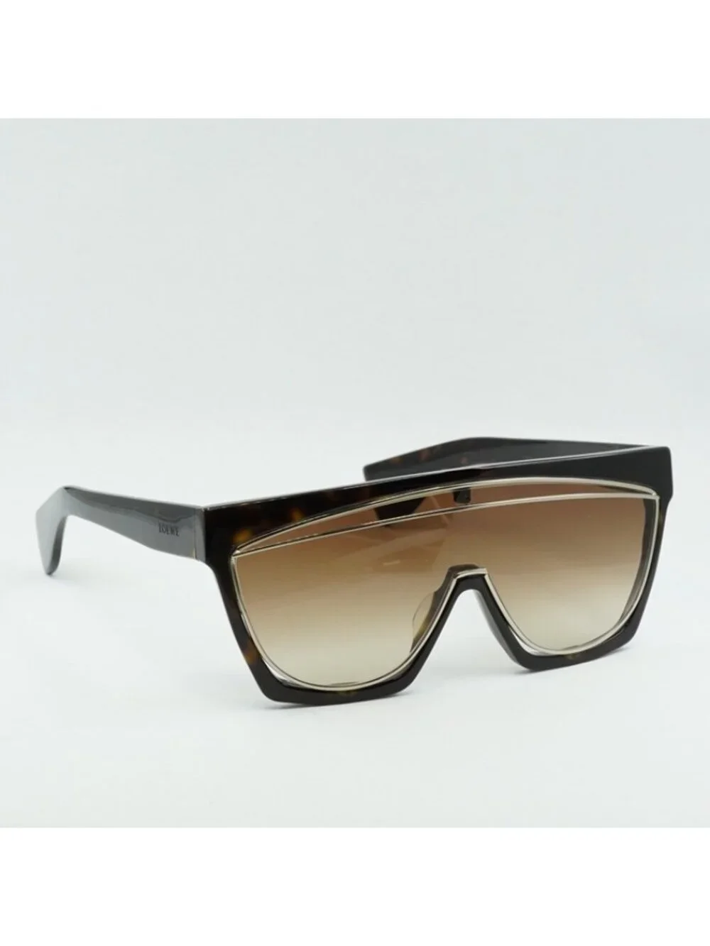 Loewe LW40012F 52F Sunglasses Dark Havana Shield Frame, Gradient Brown Lenses